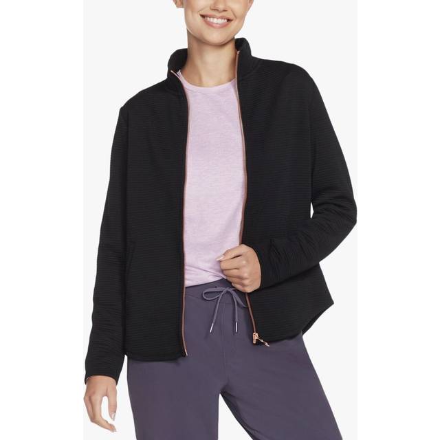 Skechers The Hoodless Hoodie Go Walk Shine Jacket - Bold Black, Black, Size S, Women