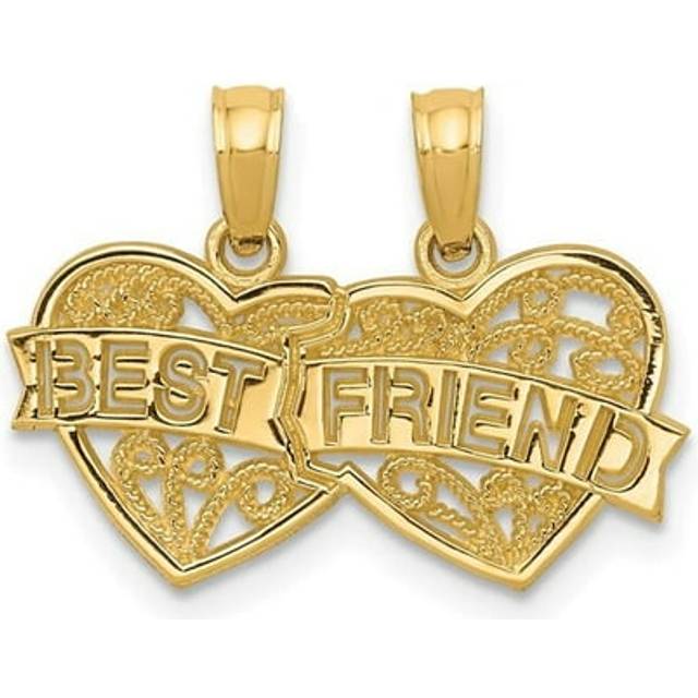 14K Best Friend Breakable Double Hearts Pendant