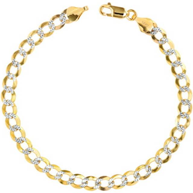 14k Yellow Gold Solid Mens 6mm Diamond Cut Pave Cuban Curb Chain Bracelet 7- 9