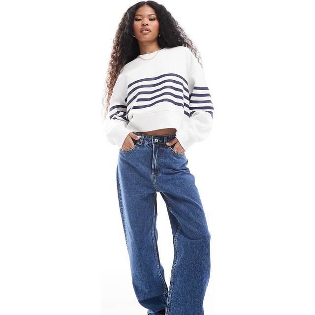 Bershka Petite – Blå, autentiska mom jeans