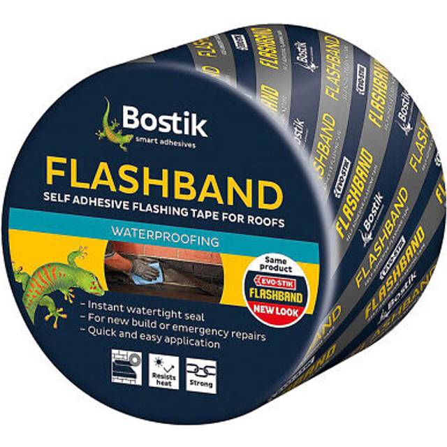 Bostik Flashband Self Adhesive Flashing Tape for Roofs, Provides an Instant Watertight Seal, Colour: Grey, 450mm x 10m
