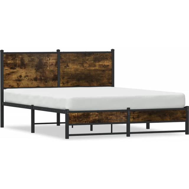 Vidaxl - Metal Bed Frame without Mattress Smoked Oak 137x190 cm