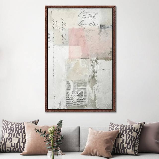 Pink And Grey Scribbles X by RileyB - Gallery-Wrapped Canvas Giclée - Classic Wood Floater Framed (152.5 cm H x 101.5 cm W)