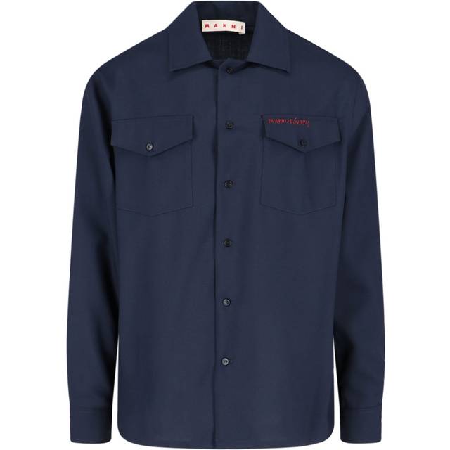 Marni, Skjorta, Herr, M, Bomull, Bomullsskjorta med klassisk krage - blue (M)