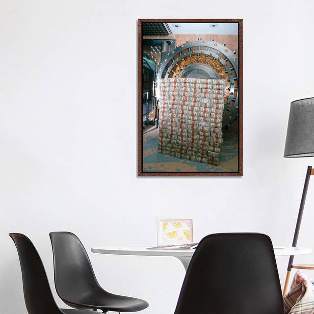 Money Stacked By Bank Vault I 6 Pcs - Classic Wood Floater Framed (101.6 cm H x 66.04 cm W)