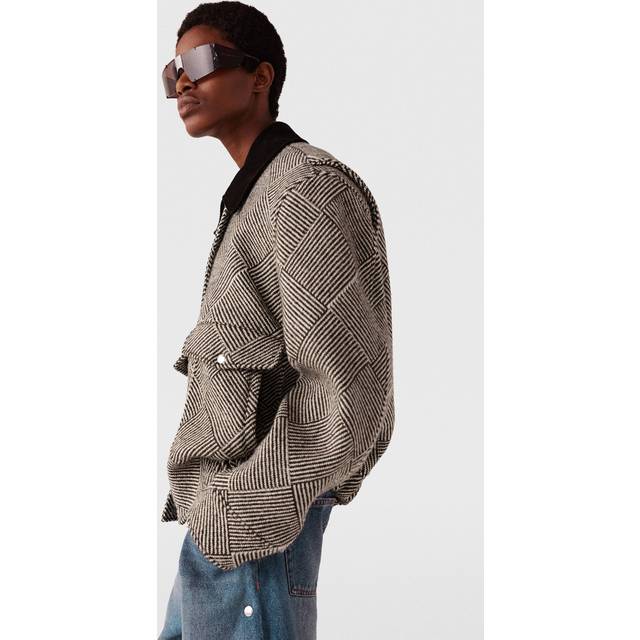 Stella McCartney - Oversized Tweed Bomber Jacket, Woman, Beige tweed, Size: 38