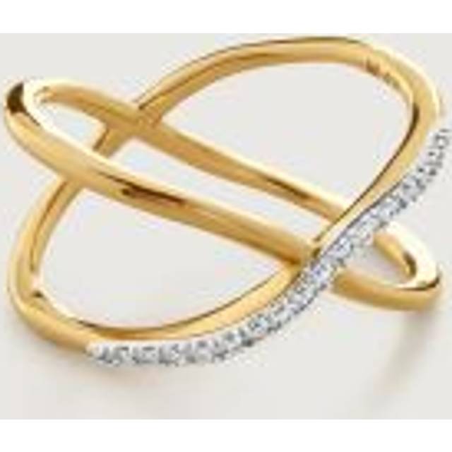 Monica Vinader Kiss Diamond Cross Over Ring, Gold