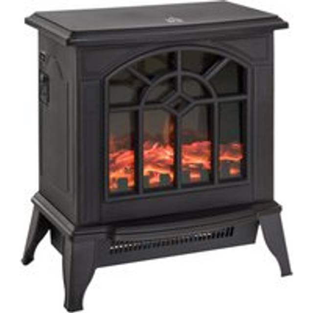 Electric Fireplace Heater Black Stove w/ LED Flame Effect Freestanding Black - One Size
