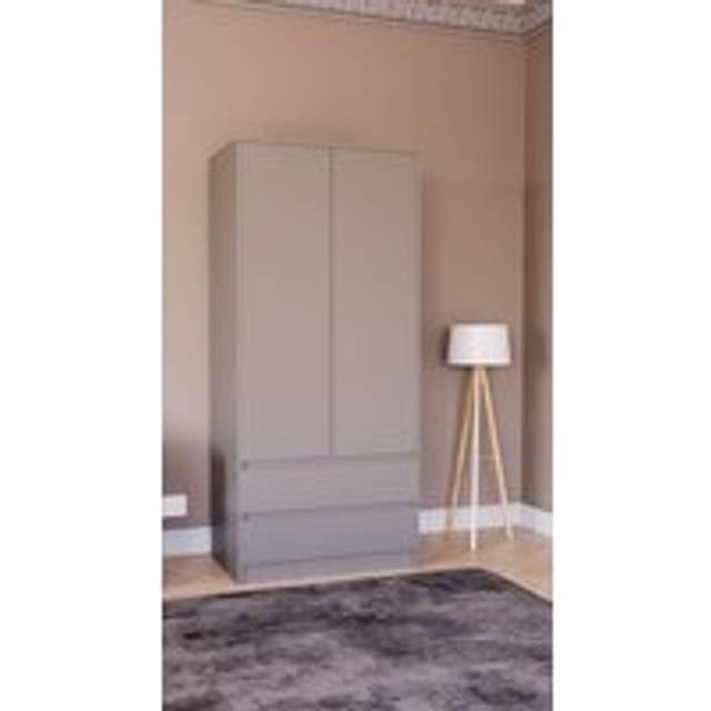 Vida Designs Denver 2 Door Wardrobe With Drawers MDF - Grey - One Size
