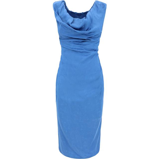 Vivienne Westwood, Midi Dresses, female, Blue, XS, Blue Sleeveless Pencil Dress with Safety Pin Motif