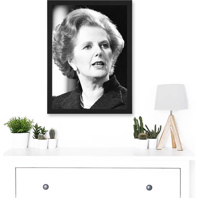 Portrait Margaret Thatcher Prime Minister Britain UK - Picture Frame Art Prints on Paper - Black;White (45.5cm H X 33cm W)