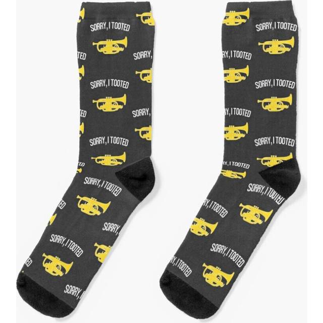 Dress Socks Cornet - SORRY, I TOOTED - Funny trumpet gift Funny cornet gift Novelty Fancy Crazy Pattern Crew Casual for Men Women