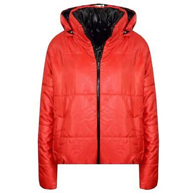 (13 Years, Red) Girls Reversible Hooded Padded Puffer Red Jacket