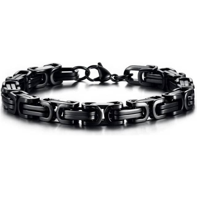 (19cm, 5MM Width) Stylish Byzantine Chain Unisex Bracelet Stainless Steel Link Wristband