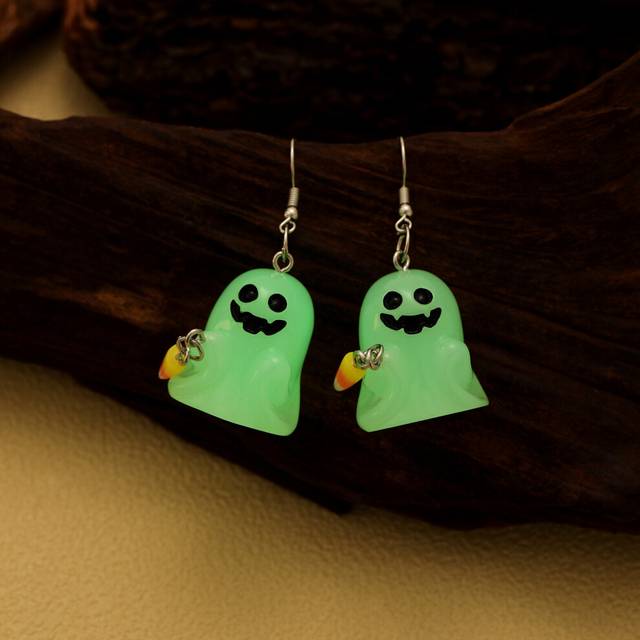 (Corn Ghost Earrings 2) Whimsical Glow 3d In The Dark Pumpkin Ghost Earrings Perfect For Halloween Celebrations