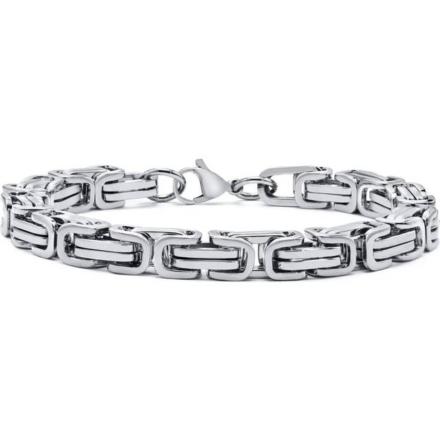 (19cm, 4MM Width) Stylish Byzantine Chain Unisex Bracelet Stainless Steel Link Wristband