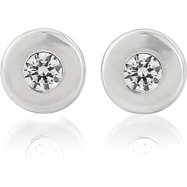 Jewelco London Ladies 9ct White Gold Cubic Zirconia Donut Ring Stud Earrings 4mm - SENR02551 - Silver