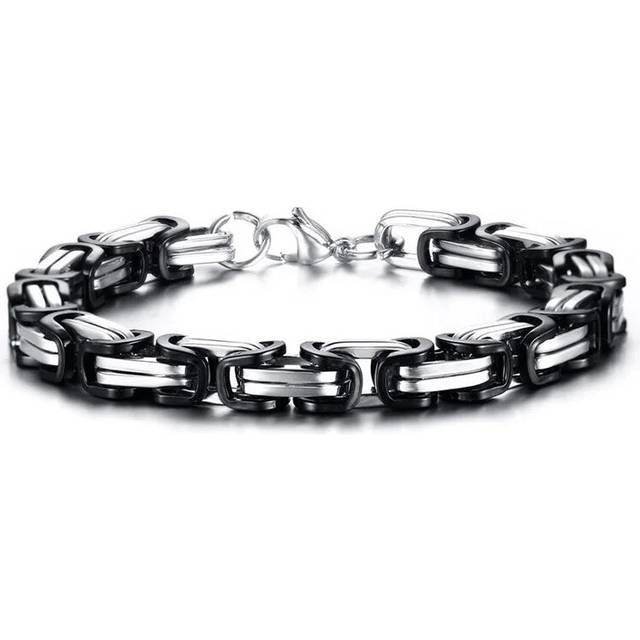 (21cm, 4MM Width) Stylish Byzantine Chain Unisex Bracelet Stainless Steel Link Wristband