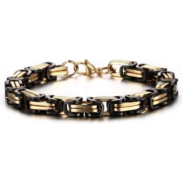 (23.5cm, 8MM Width) Stylish Byzantine Chain Unisex Bracelet Stainless Steel Link Wristband