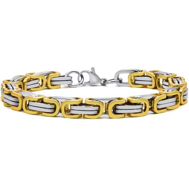 (19cm, 4MM Width) Stylish Byzantine Chain Unisex Bracelet Stainless Steel Link Wristband