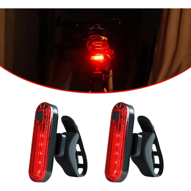 Chronus 2 PCS LED Bike Tail Light, Ultra Bright 4 Modes Rear Bicycle Taillights, Waterproof Cycling Flashlight Bike Accessories, for Men Women Road