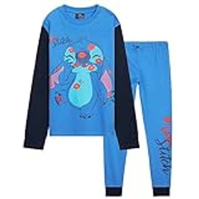 Disney kids stitch long pyjamas nightwear top and bottoms round neckline