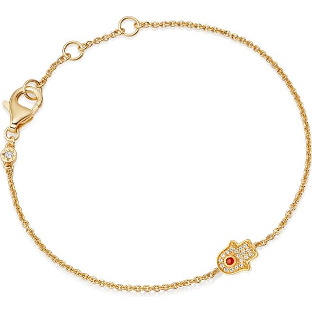 Gold Biography Hamsa Hand Chain Bracelet