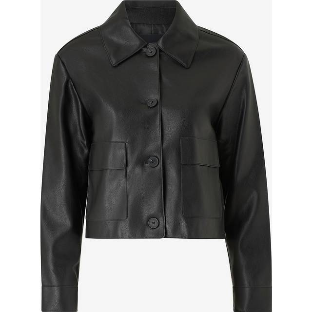 MANGO Faux Leather Jacket With Pockets Dam Jackor Stl. XXS - Från Magasin - Black (XXS)