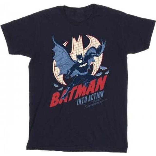 (5-6 Years, Navy Blue) DC Comics Boys Batman Into Action T-Shirt