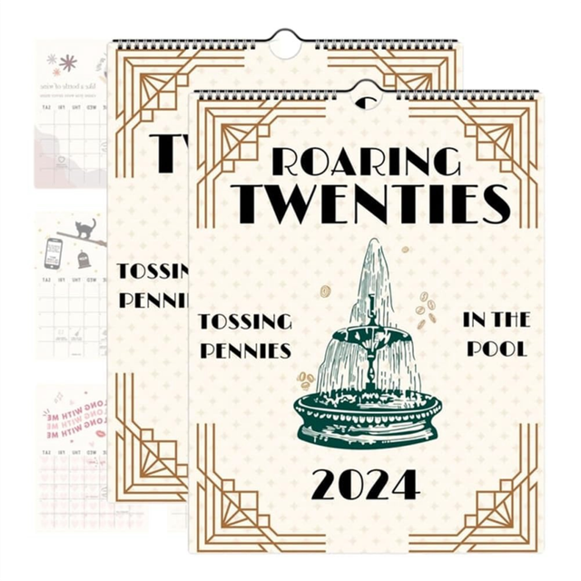 moresk-2024 Roaring Twenties Calendar Wall Calendar, 12 Monthly Calendar Planner, Funny Hanging Monthly Wall Calendar, 2PCS