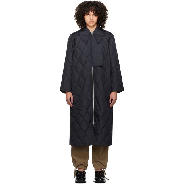 GANNI Black Quilt Coat - 099 Black - DK 42