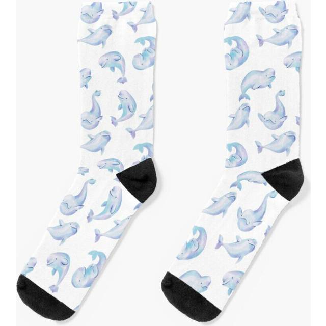 Dress Socks White Arctic Beluga Whale Swimming Pack Novelty Fancy Crazy Pattern Crew Casual for Men Women