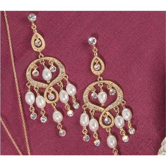 Ivy Lane Design 56-2228/GOL Gold Chandelier Tiered With Pearls - Earrings