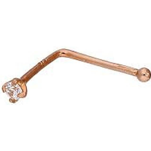 9ct rose gold & clear cz crystal 22ga nose stud body jewellery piercing