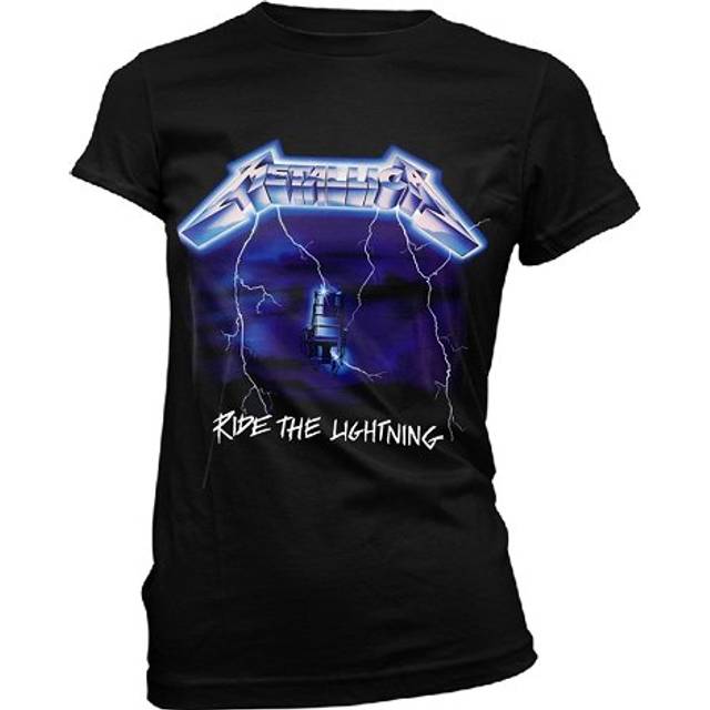 Metallica ride the lightning tracks black womens fitted t-shirt
