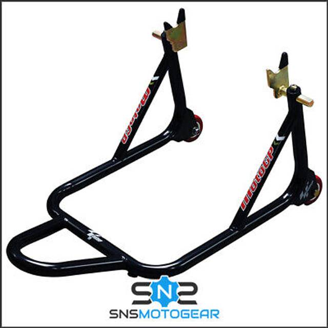 Moto GP Premium 1 Piece Rear Paddock Stand Bobbin Spool Fitment Black