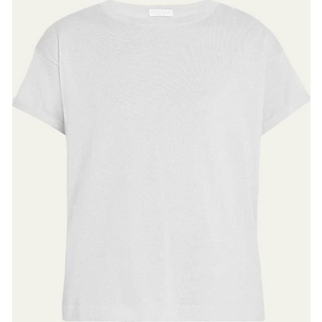 Cashmere-Blend Knit Lurex T-Shirt - WARM WHITE - Medium