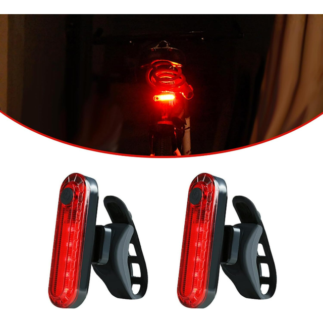 Chronus 2 PCS LED Bike Tail Light, Ultra Bright 4 Modes Rear Bicycle Taillights, Waterproof Cycling Flashlight Bike Accessories(Red)