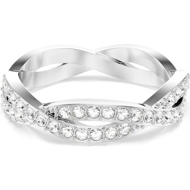 Infinity ring, Round cut, White, Rhodium plated - 52