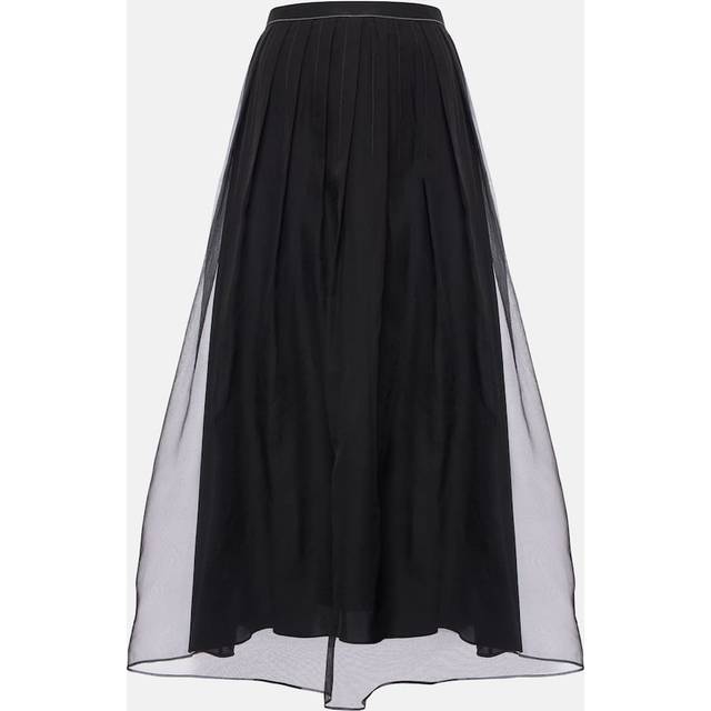 Brunello Cucinelli Pleated silk organza midi skirt - black (UK 6)
