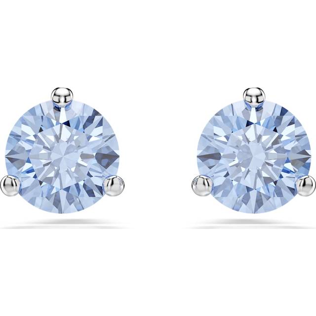 Solitaire stud earrings, Light blue, Rhodium plated - Blue - OS