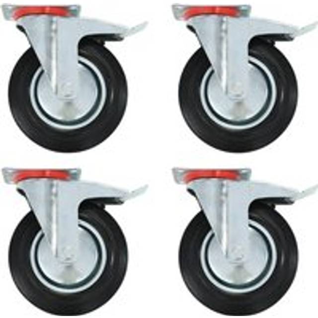 vidaXL Swivel Casters with Double Brakes 4 pcs 200 mm