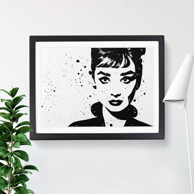 Audrey Hepburn Monochrome Vol.2 - Picture Frame Graphic Art - Black Framed (46cm H x 64cm W x 2cm D)
