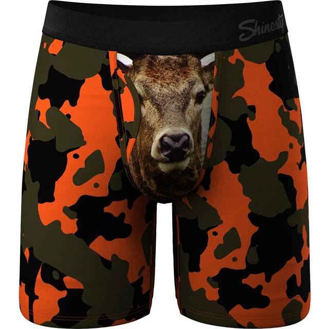Shinesty Hammock Support Mens Underwear with Pouch | Long Boxer Briefs for Men | US Large Camo Deer