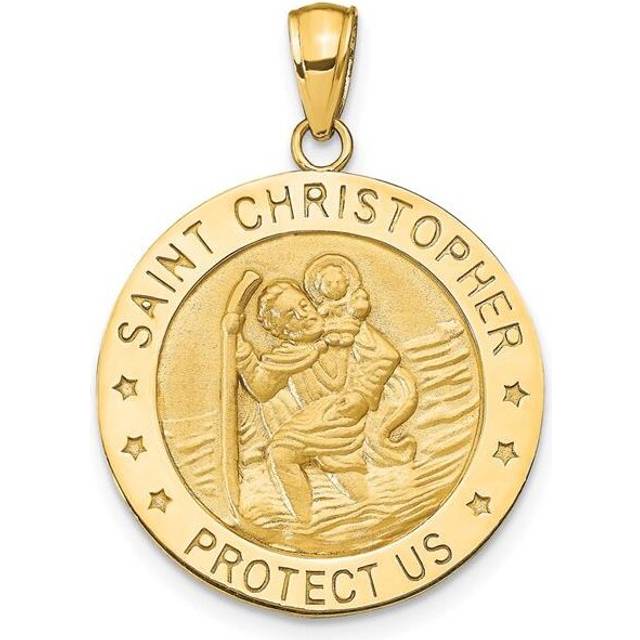 Quality Gold M1484 14K Yellow Gold Saint Christopher Medal Pendant