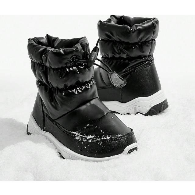 JNSQ 1 Pair Unisex Black Fashion Classic Comfortable Warm Boots, Water-Resistant Snow Boots Suitable For Casual Wear And Sports, Autumn/Winter