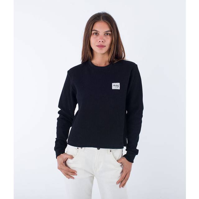 Supply Waffle Long Sleeve T-Shirt in Black - XS