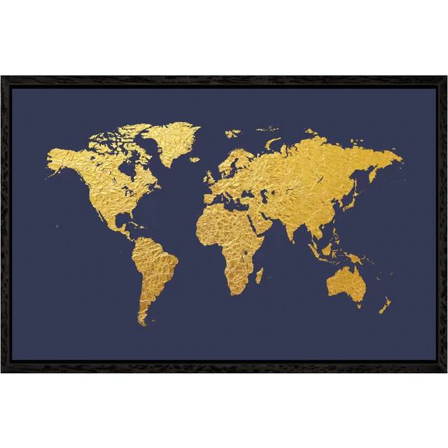'Gold Foil On Denim' Photograph on Wrapped Canvas - Black Floater Framed (152.5 cm H x 101.5 cm W)