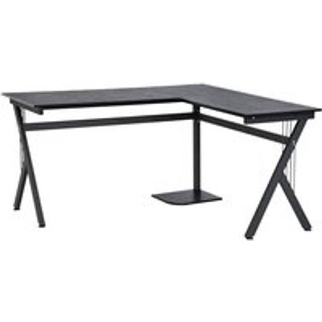 Homcom L-Shaped Corner Computer Desk Laptop Workstation Pc Table Home Office With Cpu Stand Black