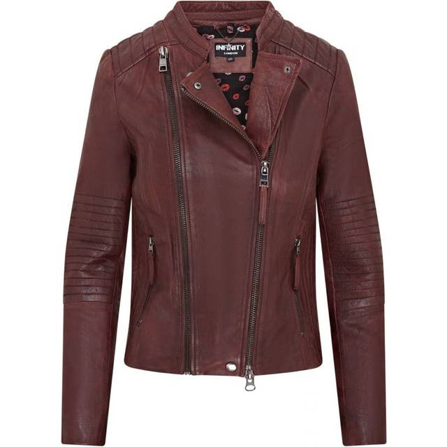Infinity Leather Womens Burgundy Biker Jacket - Delhi - Size 16 UK